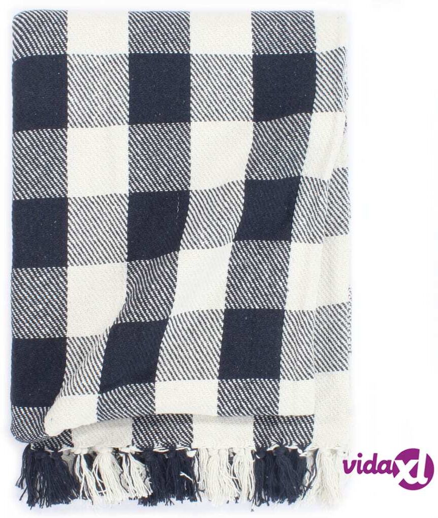 vidaXL Viltti puuvilla ruudullinen 160x210 cm laivastonsininen vidaXL Viltti puuvilla ruudullinen 160x210 cm laivastonsininen