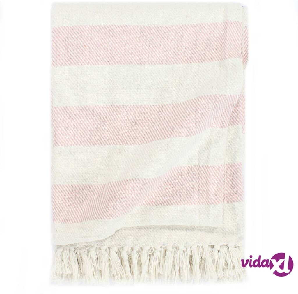 vidaXL Viltti puuvilla raidoilla 160x210 cm vanha pinkki vidaXL Viltti puuvilla raidoilla 160x210 cm vanha pinkki