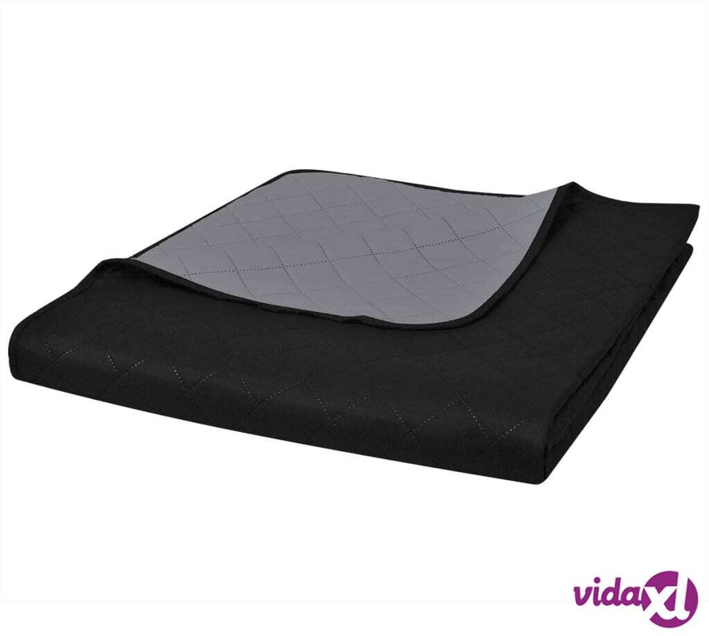 vidaXL Kaksipuolinen Täkki Päiväpeite Musta/Harmaa 220 x 240 cm vidaXL Kaksipuolinen Täkki Päiväpeite Musta/Harmaa 220 x 240 cm
