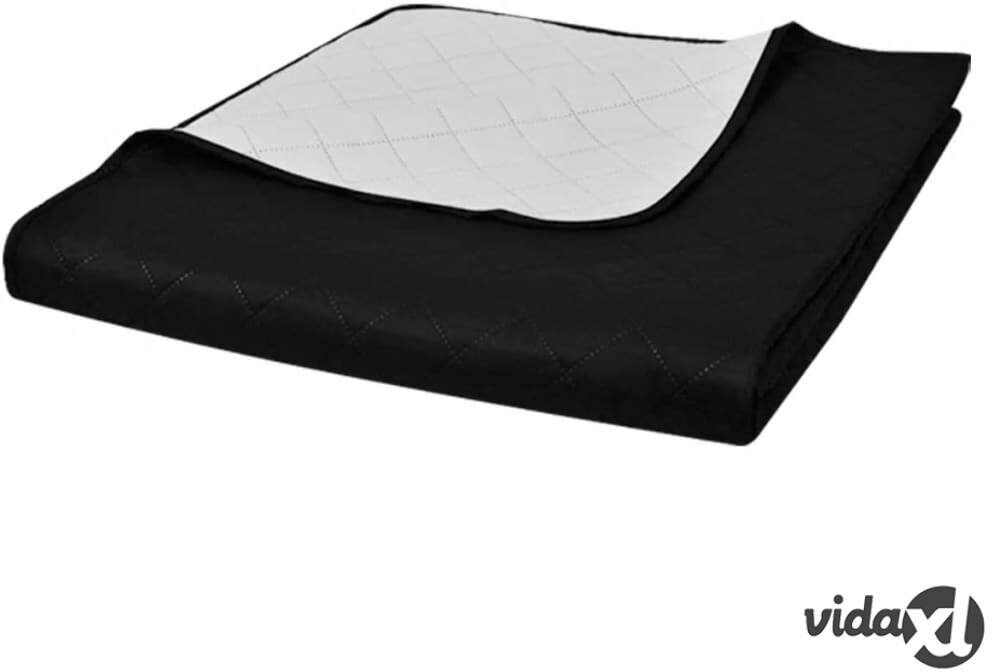 vidaXL Kaksipuolinen Tikattu Päiväpeite Musta/Valkoinen 170 x 210 cm vidaXL Kaksipuolinen Tikattu Päiväpeite Musta/Valkoinen 170 x 210 cm