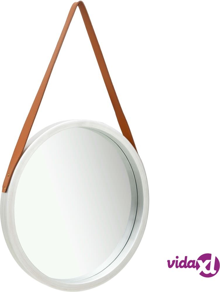 vidaXL Seinäpeili hihnalla 50 cm hopea vidaXL Seinäpeili hihnalla 50 cm hopea