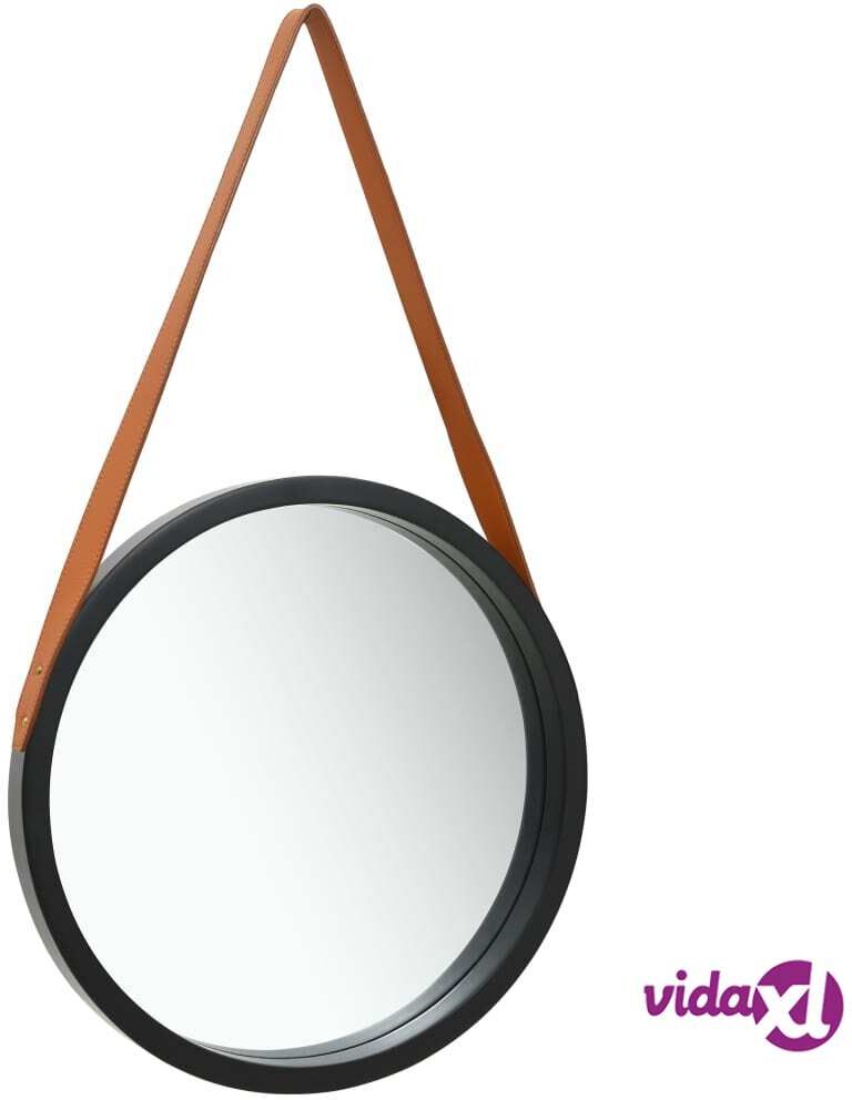 vidaXL Seinäpeili hihnalla 50 cm musta vidaXL Seinäpeili hihnalla 50 cm musta