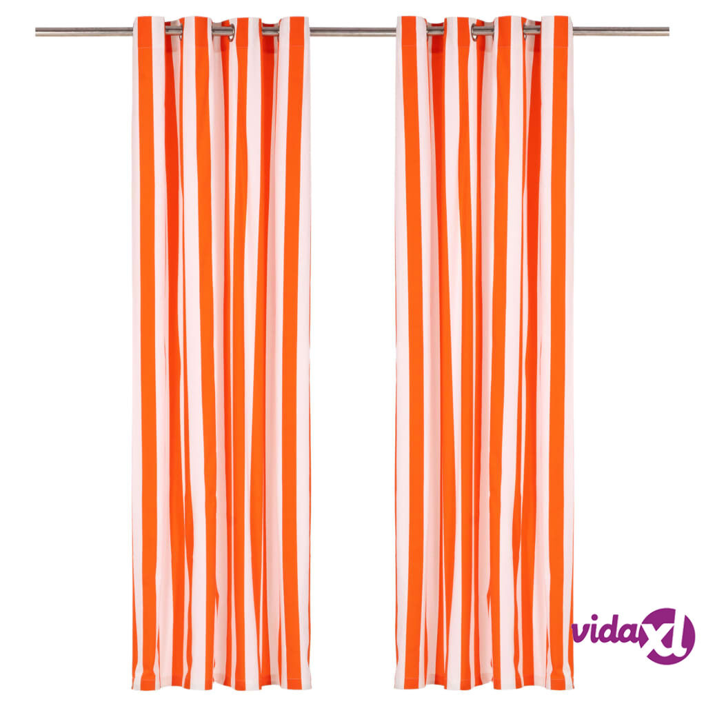vidaXL Verhot metallirenkailla 2 kpl kangas 140x245 cm oranssi raita vidaXL Verhot metallirenkailla 2 kpl kangas 140x245 cm oranssi raita