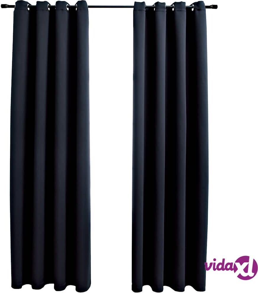 vidaXL Pimennysverhot metallirenkailla 2 kpl musta 140x225 cm vidaXL Pimennysverhot metallirenkailla 2 kpl musta 140x225 cm