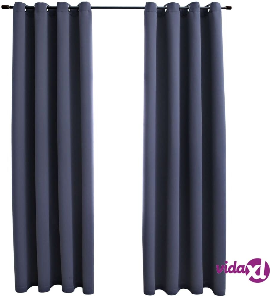 vidaXL Pimennysverhot metallirenkailla 2 kpl antrasiitti 140x175 cm vidaXL Pimennysverhot metallirenkailla 2 kpl antrasiitti 140x175 cm