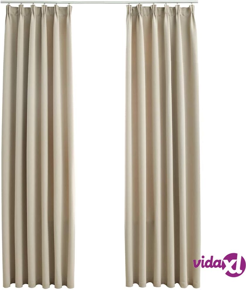 vidaXL Pimennysverhot koukuilla 2 kpl beige 140x175 cm vidaXL Pimennysverhot koukuilla 2 kpl beige 140x175 cm