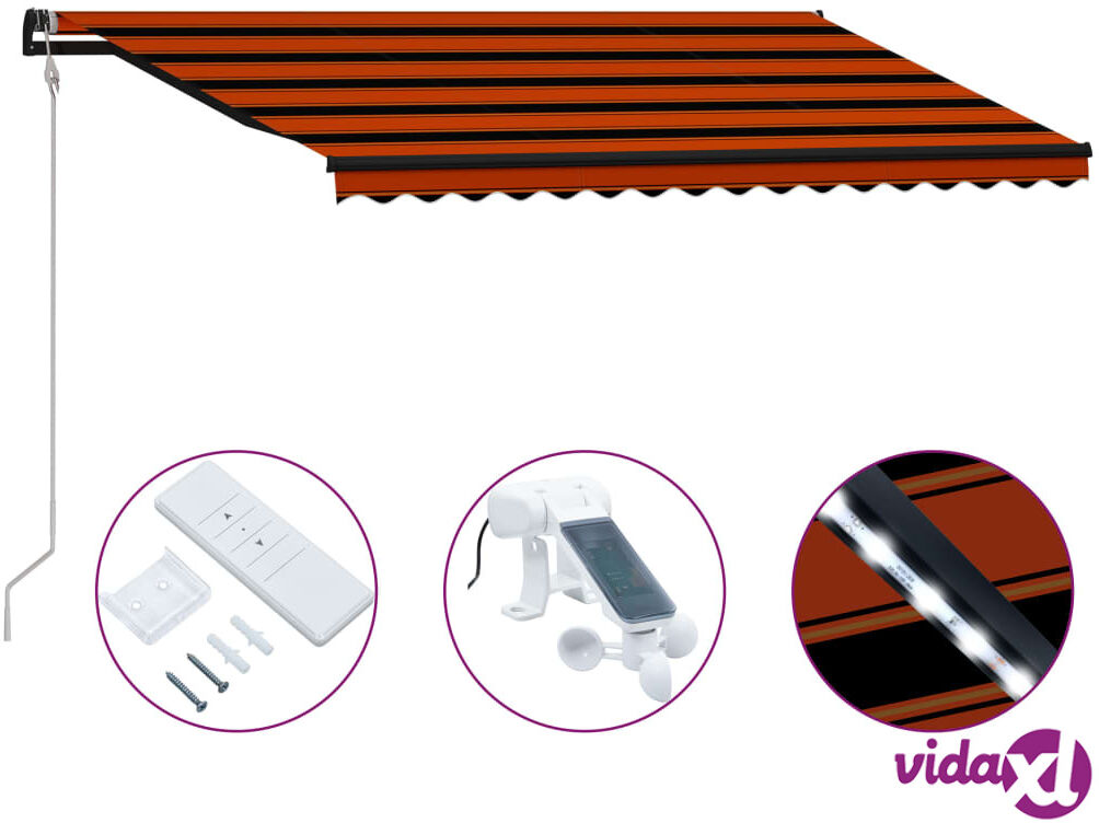 vidaXL Sisäänkelattava markiisi tuulisensori/LED 450x300 cm orans/rusk vidaXL Sisäänkelattava markiisi tuulisensori/LED 450x300 cm orans/rusk