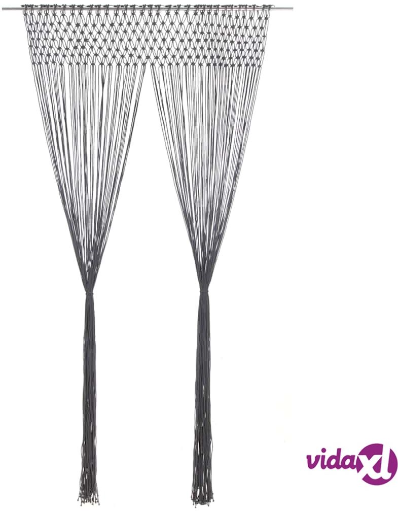 vidaXL Macrame verho antrasiitti 140x240 cm puuvilla vidaXL Macrame verho antrasiitti 140x240 cm puuvilla