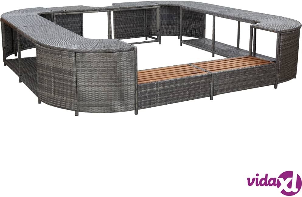 vidaXL Porealtaan reunus neliö harmaa 268x268x55 cm polyrottinki vidaXL Porealtaan reunus neliö harmaa 268x268x55 cm polyrottinki