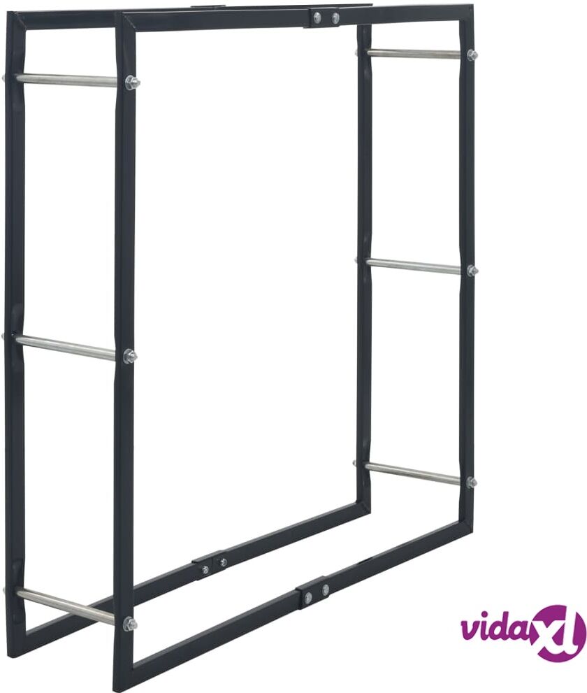 vidaXL Polttopuuteline musta 100x25x100 cm teräs vidaXL Polttopuuteline musta 100x25x100 cm teräs