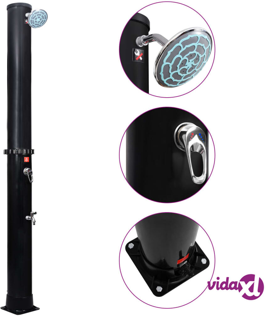 vidaXL Aurinkolämmitteinen ulkosuihku, suihkupää ja hana 40 l vidaXL Aurinkolämmitteinen ulkosuihku, suihkupää ja hana 40 l