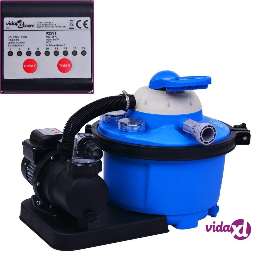 vidaXL Hiekkasuodatinpumppu ajastimella 450 W 25 l vidaXL Hiekkasuodatinpumppu ajastimella 450 W 25 l