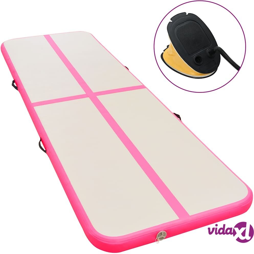 vidaXL Täytettävä voimistelumatto pumpulla 400x100x10 cm PVC pinkki vidaXL Täytettävä voimistelumatto pumpulla 400x100x10 cm PVC pinkki