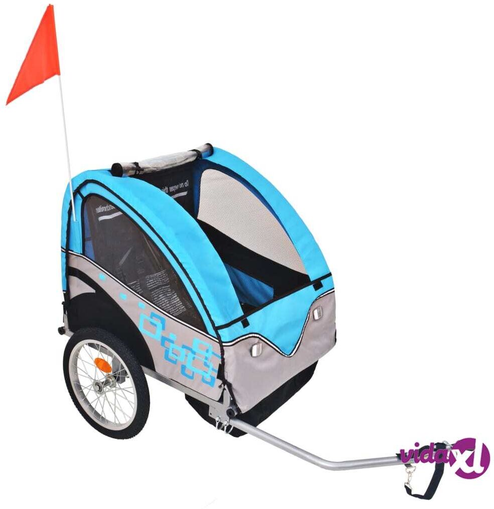 vidaXL Polkupyörän Peräkärry Lapsille Harmaa ja Sininen 30 kg vidaXL Polkupyörän Peräkärry Lapsille Harmaa ja Sininen 30 kg