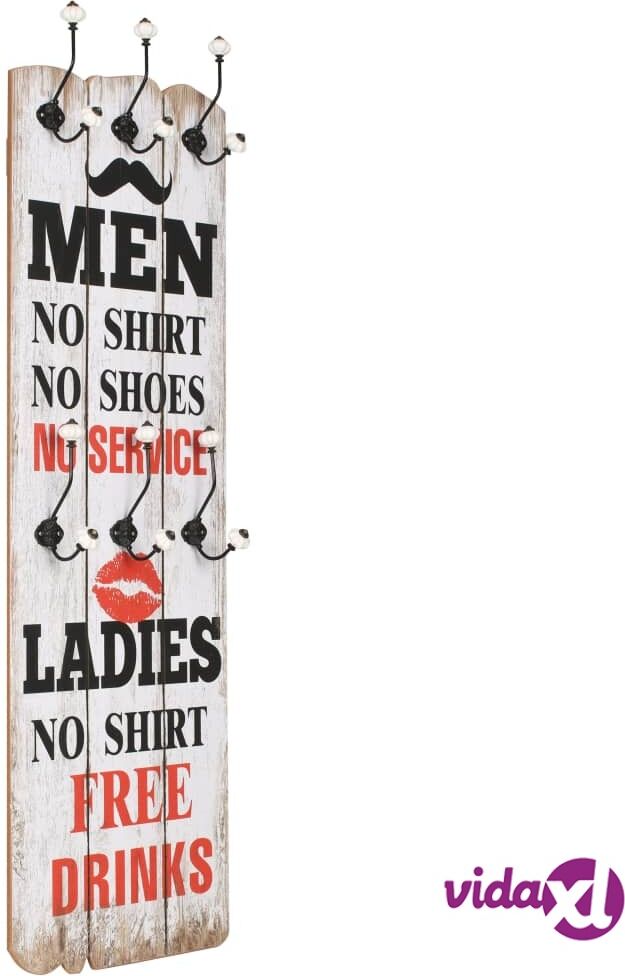 vidaXL Seinänaulakko 6 koukulla MEN LADIES 120x40 cm vidaXL Seinänaulakko 6 koukulla MEN LADIES 120x40 cm