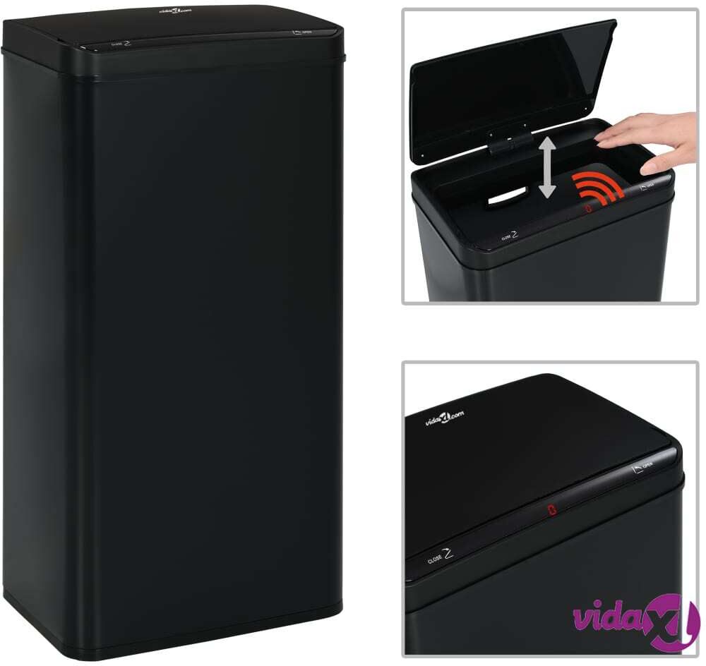 vidaXL Roskakori automaattisella anturilla musta teräs 80 l vidaXL Roskakori automaattisella anturilla musta teräs 80 l