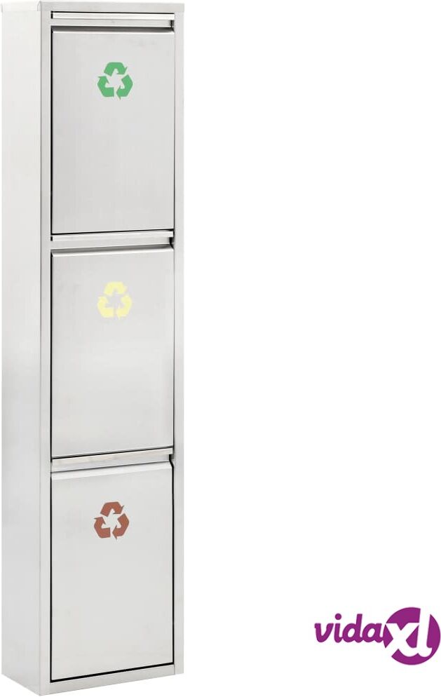 vidaXL Kierrätysroskakori hopea ruostumaton teräs 24 l vidaXL Kierrätysroskakori hopea ruostumaton teräs 24 l