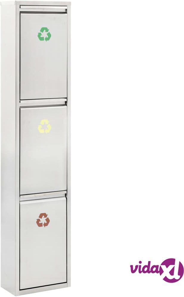 vidaXL Kierrätysroskakori hopea ruostumaton teräs 45 l vidaXL Kierrätysroskakori hopea ruostumaton teräs 45 l