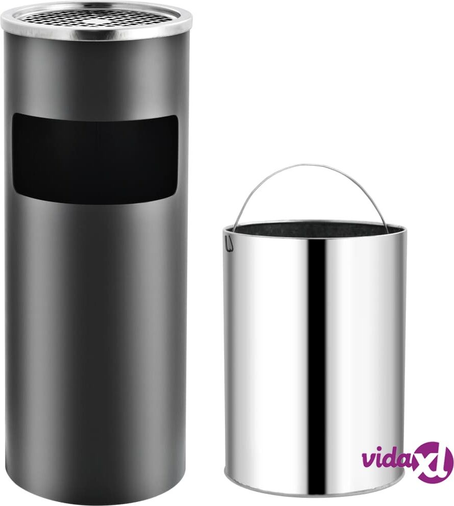 vidaXL Tuhkakuppi/roskakori Hotel 30 l teräs harmaa vidaXL Tuhkakuppi/roskakori Hotel 30 l teräs harmaa