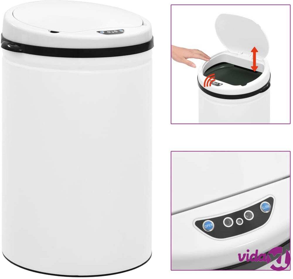 vidaXL Roskakori automaattisella anturilla valkoinen hiiliteräs 30 l vidaXL Roskakori automaattisella anturilla valkoinen hiiliteräs 30 l