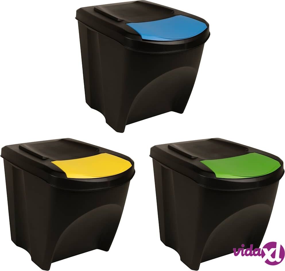 vidaXL Pinottavat roskakorit 3 kpl antrasiitti 75 l vidaXL Pinottavat roskakorit 3 kpl antrasiitti 75 l