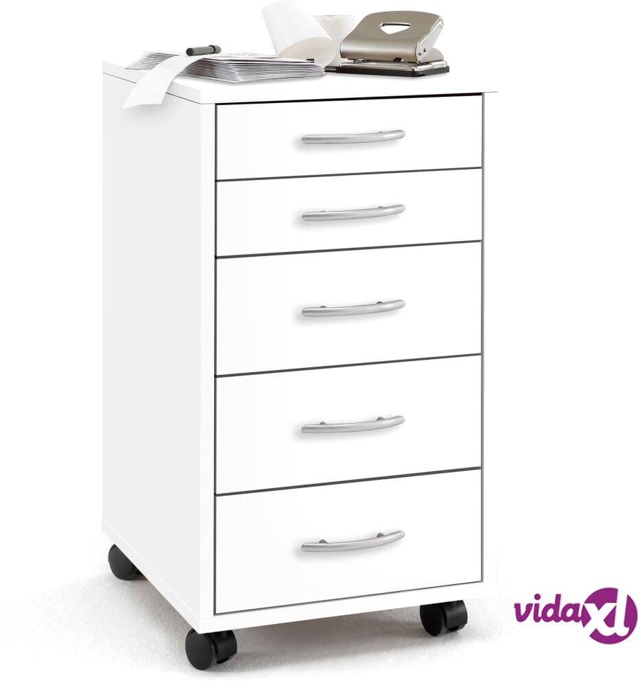 FMD Siirreltävä lipasto 5 laatikkoa valkoinen FMD Siirreltävä lipasto 5 laatikkoa valkoinen