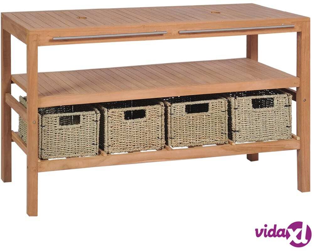 vidaXL Allaskaappisetti 4 korilla kiinteä tiikki 132x45x75 cm vidaXL Allaskaappisetti 4 korilla kiinteä tiikki 132x45x75 cm