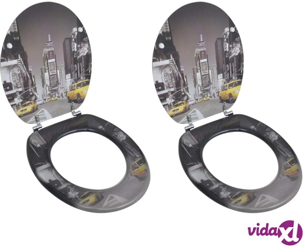 vidaXL WC-istuimet hard-close kansilla 2 kpl MDF New York -kuosi vidaXL WC-istuimet hard-close kansilla 2 kpl MDF New York -kuosi