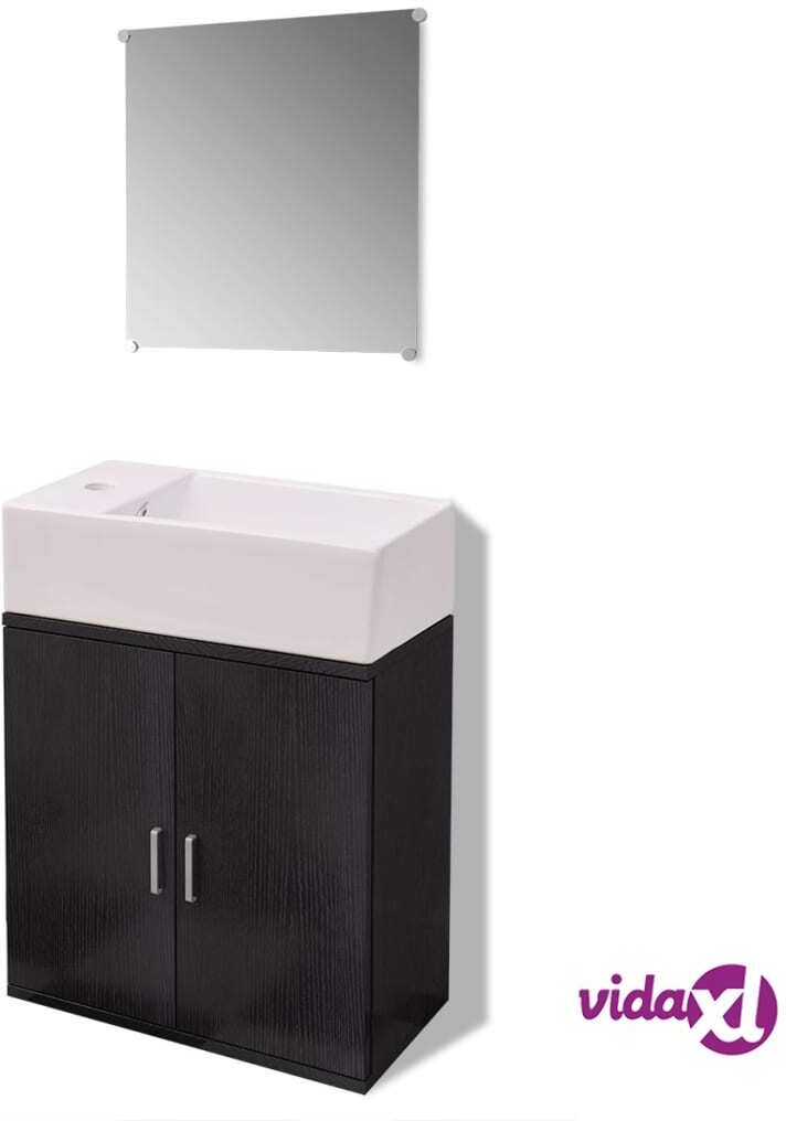 vidaXL 3-osainen Kylpyhuoneen Kaluste- ja Pesuallassarja Musta vidaXL 3-osainen Kylpyhuoneen Kaluste- ja Pesuallassarja Musta