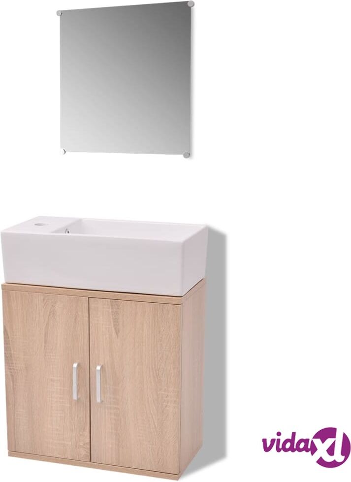 vidaXL 3-osainen Kylpyhuoneen Kaluste- ja Pesuallassarja Beige vidaXL 3-osainen Kylpyhuoneen Kaluste- ja Pesuallassarja Beige