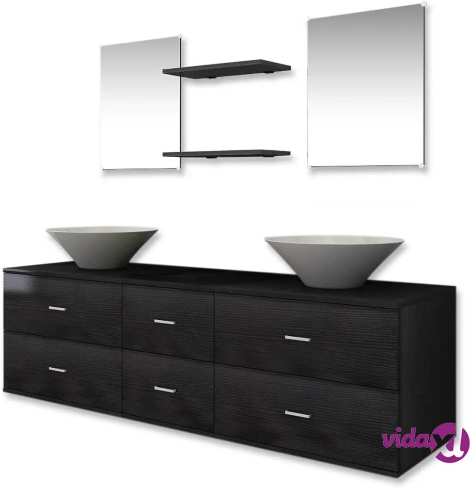 vidaXL Kylpyhuoneen kaluste- ja allassarja 7 osaa musta vidaXL Kylpyhuoneen kaluste- ja allassarja 7 osaa musta