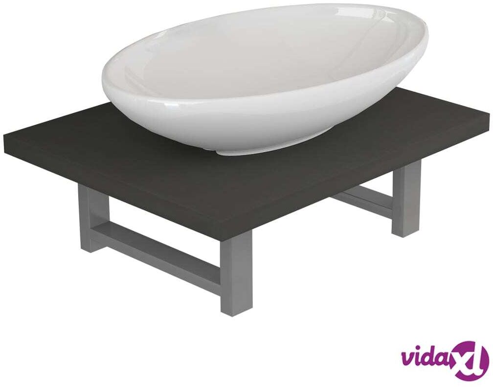 vidaXL Kaksiosainen kylpyhuoneen kalustesarja keraaminen harmaa vidaXL Kaksiosainen kylpyhuoneen kalustesarja keraaminen harmaa