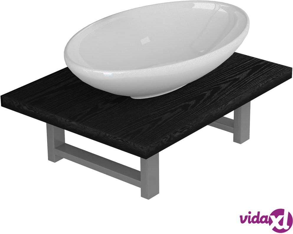vidaXL Kaksiosainen kylpyhuoneen kalustesarja keraaminen musta vidaXL Kaksiosainen kylpyhuoneen kalustesarja keraaminen musta