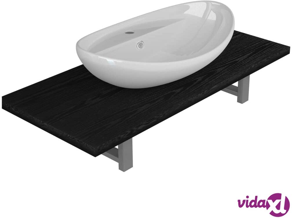 vidaXL Kaksiosainen kylpyhuoneen kalustesarja keraaminen musta vidaXL Kaksiosainen kylpyhuoneen kalustesarja keraaminen musta