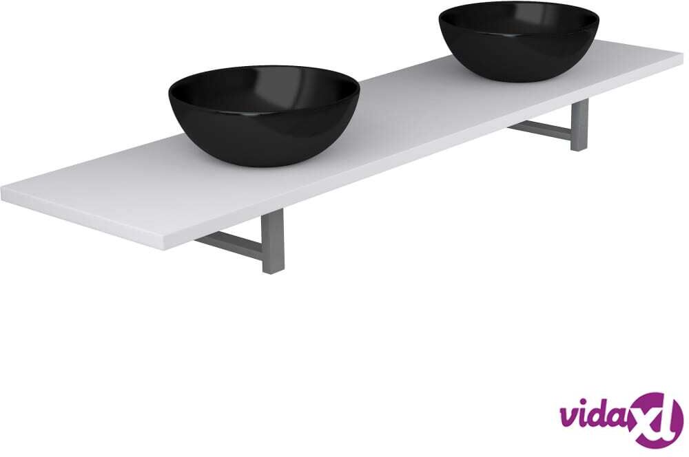 vidaXL Kolmiosainen kylpyhuoneen kalustesarja keraaminen valkoinen vidaXL Kolmiosainen kylpyhuoneen kalustesarja keraaminen valkoinen