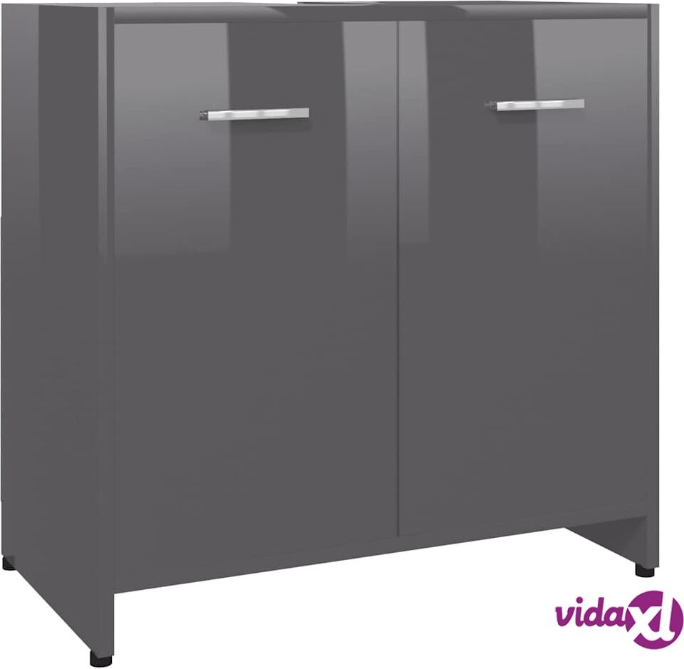 vidaXL Kylpyhuonekaappi korkeakiilto harmaa 60x33x58 cm lastulevy vidaXL Kylpyhuonekaappi korkeakiilto harmaa 60x33x58 cm lastulevy