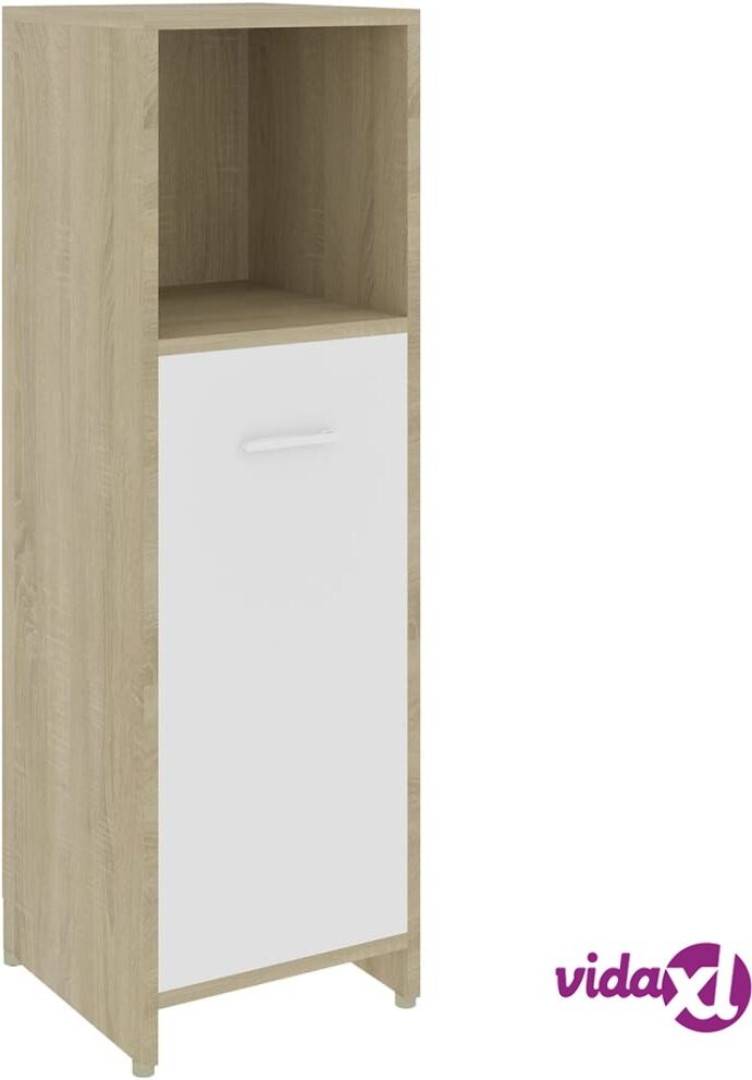 vidaXL Kylpyhuonekaappi valkoinen ja Sonoma-tammi 30x30x95cm lastulevy vidaXL Kylpyhuonekaappi valkoinen ja Sonoma-tammi 30x30x95cm lastulevy