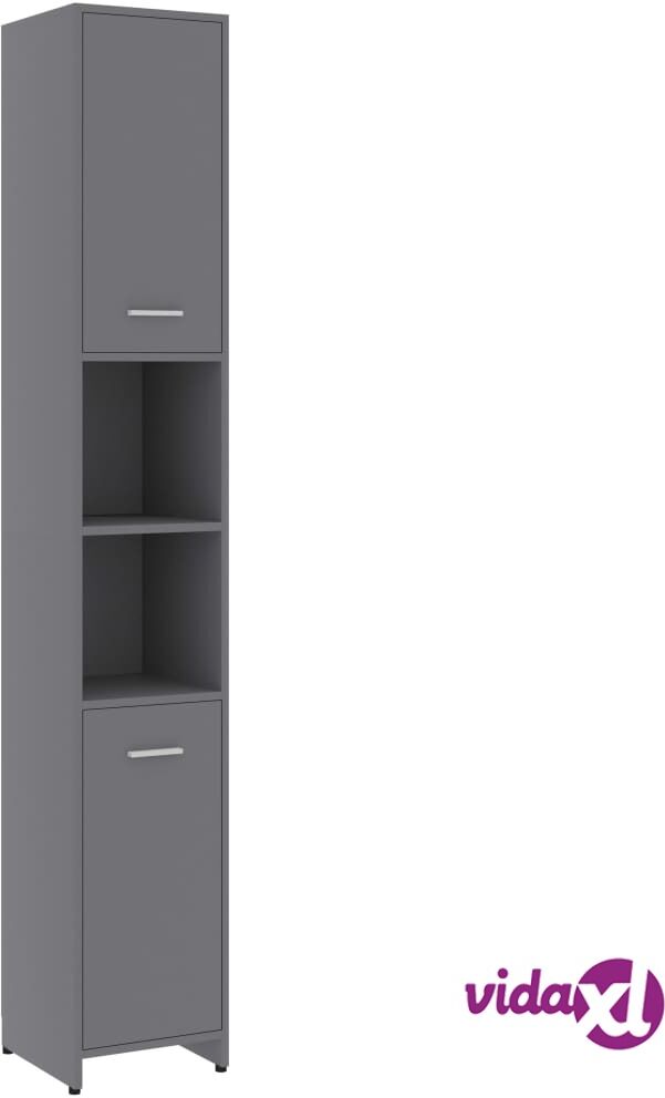 vidaXL Kylpyhuonekaappi harmaa 30x30x183,5 cm lastulevy vidaXL Kylpyhuonekaappi harmaa 30x30x183,5 cm lastulevy