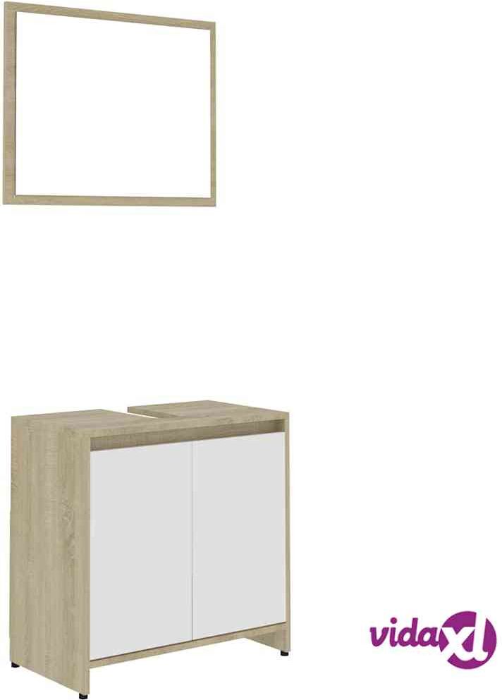 vidaXL Kylpyhuoneen kalustesarja valkoinen ja Sonoma-tammi lastulevy vidaXL Kylpyhuoneen kalustesarja valkoinen ja Sonoma-tammi lastulevy