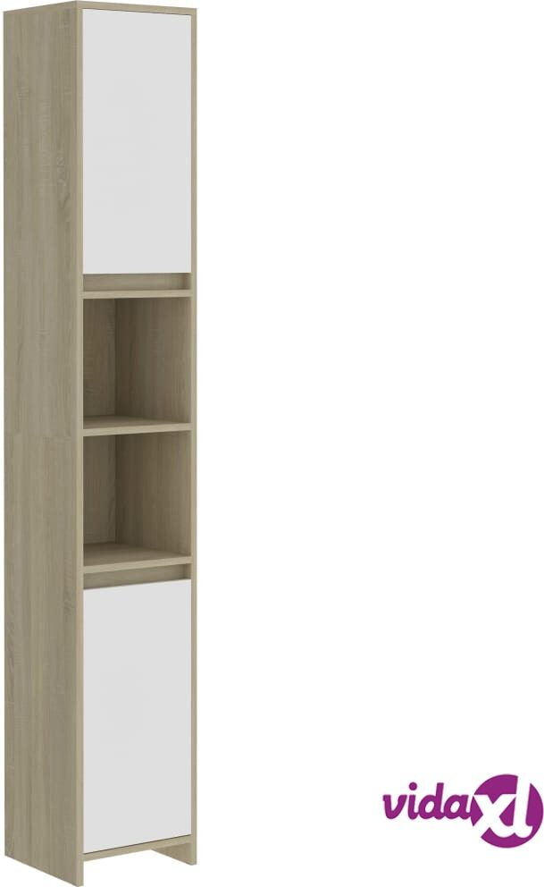 vidaXL Kylpyhuonekaappi valkoinen/Sonoma-tammi 30x30x183,5cm lastulevy vidaXL Kylpyhuonekaappi valkoinen/Sonoma-tammi 30x30x183,5cm lastulevy