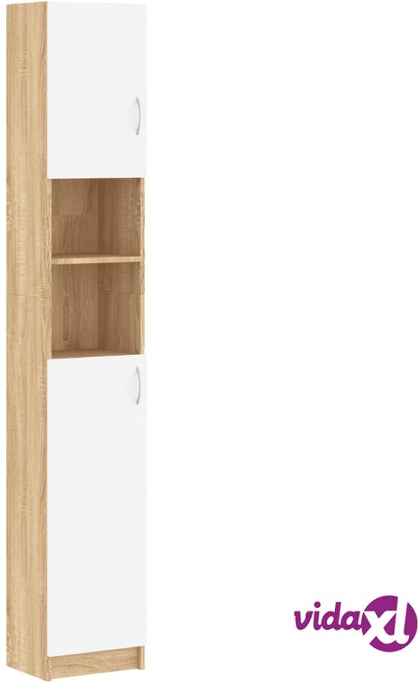 vidaXL Kylpyhuonekaappi valkoinen/sonoma tammi 32x25,5x190cm lastulevy vidaXL Kylpyhuonekaappi valkoinen/sonoma tammi 32x25,5x190cm lastulevy