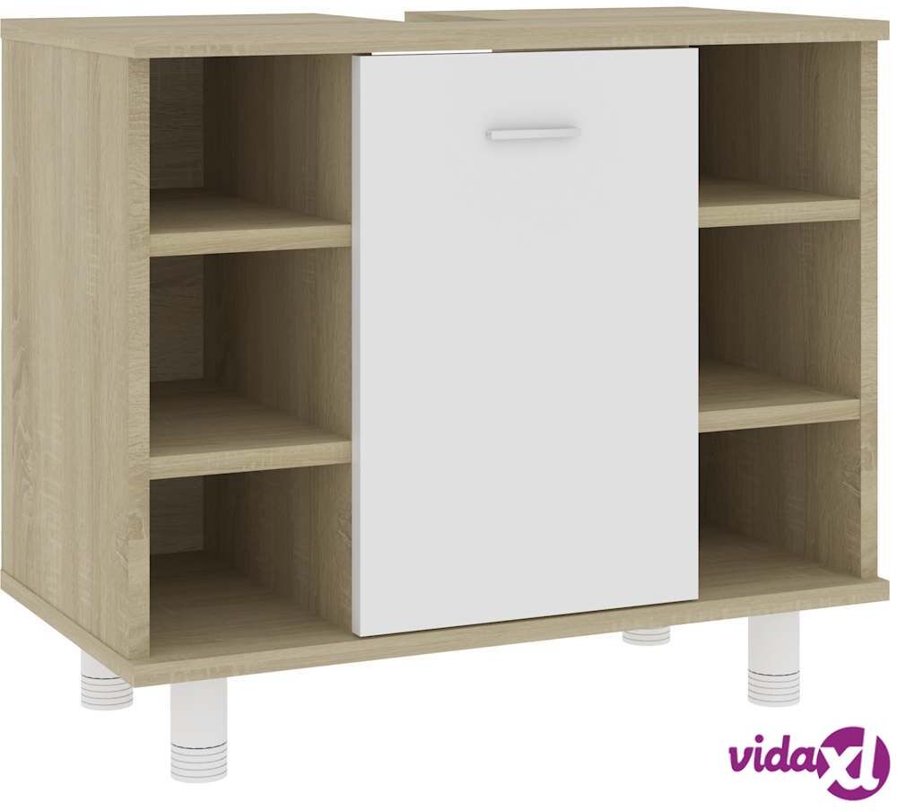 vidaXL Kylpyhuonekaappi valkoinen/Sonoma-tammi 60x32x53,5 cm lastulevy vidaXL Kylpyhuonekaappi valkoinen/Sonoma-tammi 60x32x53,5 cm lastulevy