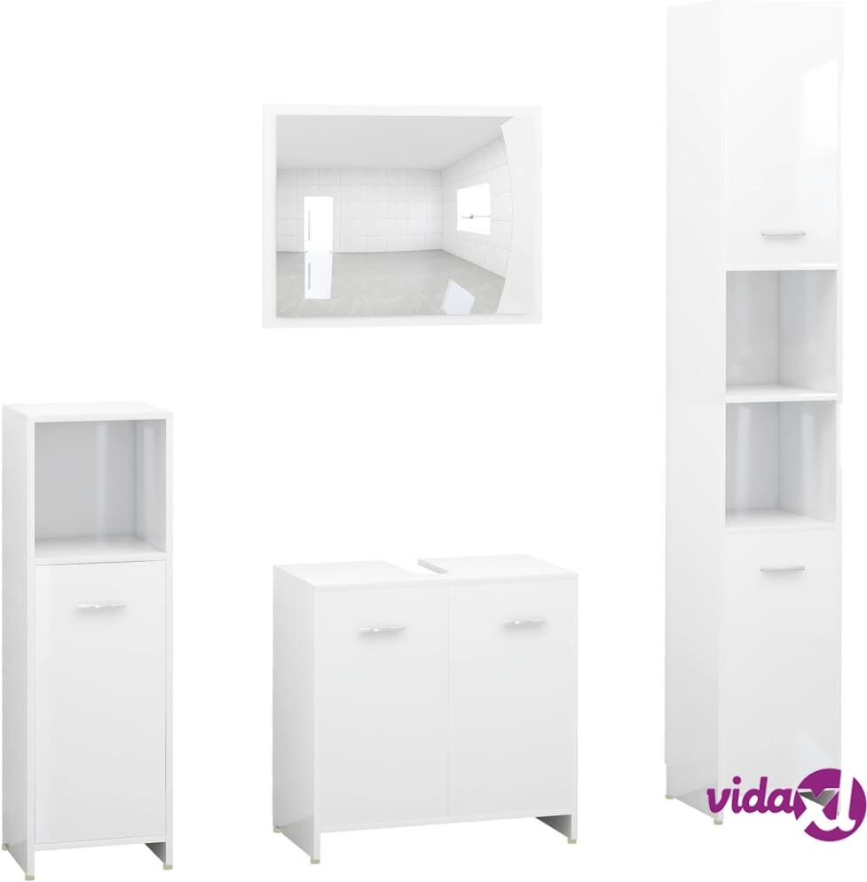 vidaXL 4-osainen kylpyhuone kalustesarja korkeakiilto valk. lastulevy vidaXL 4-osainen kylpyhuone kalustesarja korkeakiilto valk. lastulevy