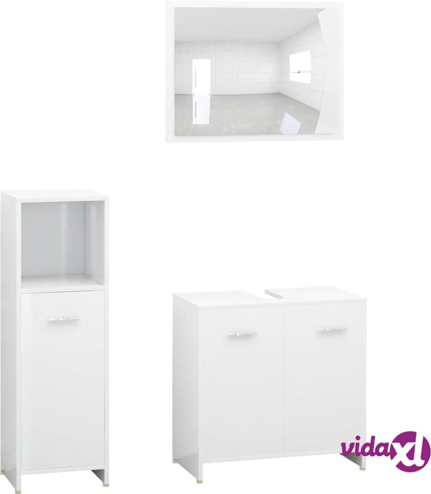vidaXL 3-osainen kylpyhuone kalustesarja korkeakiilto valk. lastulevy vidaXL 3-osainen kylpyhuone kalustesarja korkeakiilto valk. lastulevy