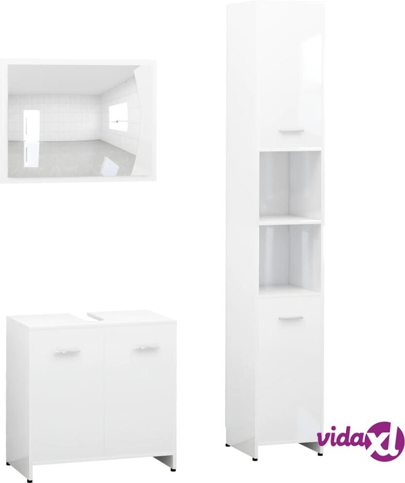 vidaXL 3-osainen kylpyhuone kalustesarja korkeakiilto valk. lastulevy vidaXL 3-osainen kylpyhuone kalustesarja korkeakiilto valk. lastulevy