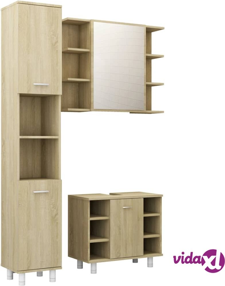 vidaXL 3-osainen kylpyhuonekalustesarja ja Sonoma-tammi lastulevy vidaXL 3-osainen kylpyhuonekalustesarja ja Sonoma-tammi lastulevy