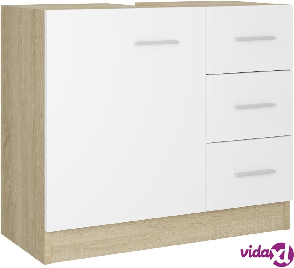 vidaXL Allaskaappi valkoinen ja Sonoma tammi 63x30x54 cm lastulevy vidaXL Allaskaappi valkoinen ja Sonoma tammi 63x30x54 cm lastulevy