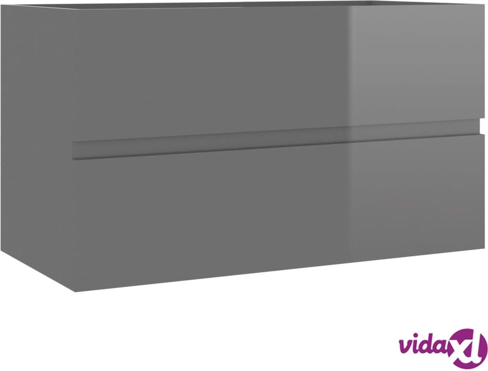 vidaXL Allaskaappi korkeakiilto harmaa 80x38,5x45 cm lastulevy vidaXL Allaskaappi korkeakiilto harmaa 80x38,5x45 cm lastulevy