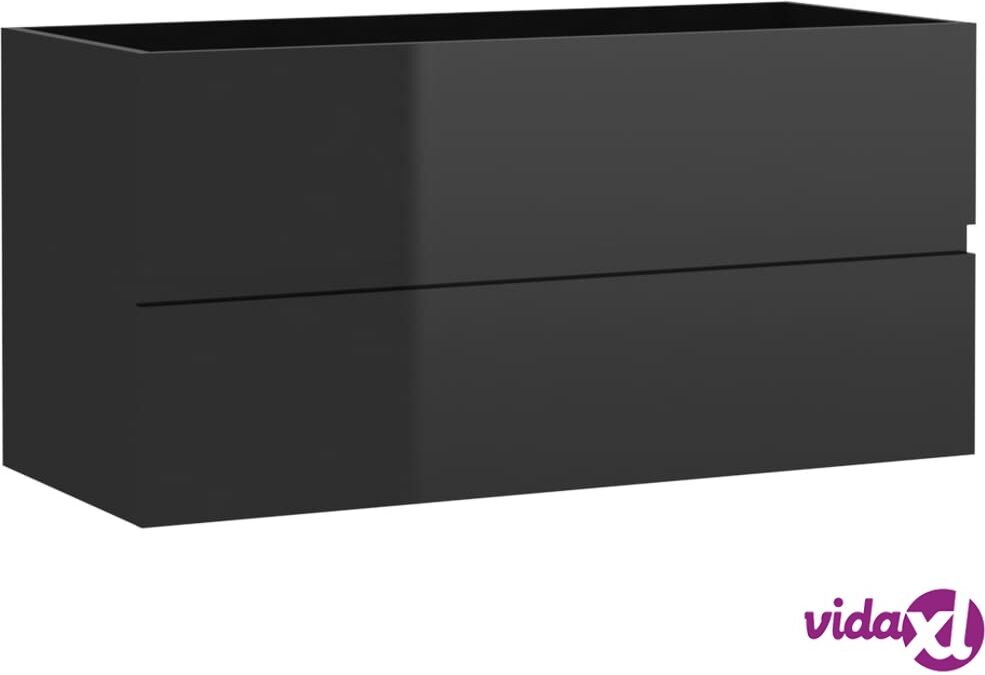 vidaXL Allaskaappi korkeakiilto musta 90x38,5x45 cm lastulevy vidaXL Allaskaappi korkeakiilto musta 90x38,5x45 cm lastulevy