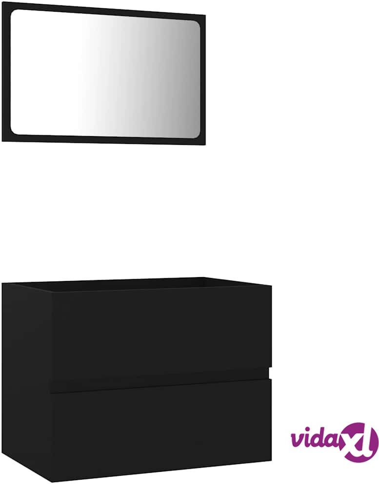vidaXL Kaksiosainen kylpyhuoneen kalustesarja musta lastulevy vidaXL Kaksiosainen kylpyhuoneen kalustesarja musta lastulevy